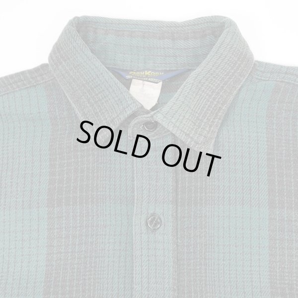 画像3: 90's OSHKOSH ヘビーネルシャツ "Black×Green Ombre Plaid" (3)