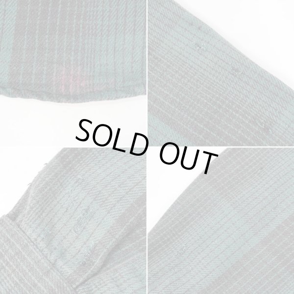 画像5: 90's OSHKOSH ヘビーネルシャツ "Black×Green Ombre Plaid" (5)