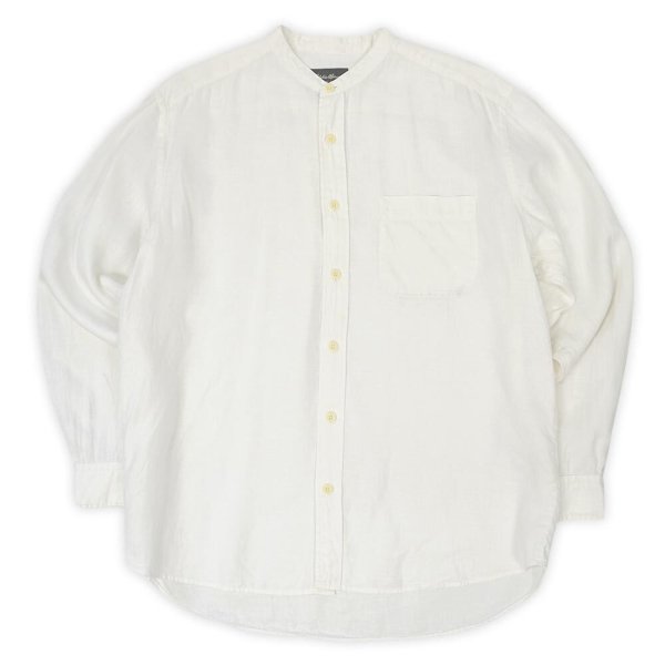 画像1: 00's Eddie Bauer リネン バンドカラーシャツ (1)