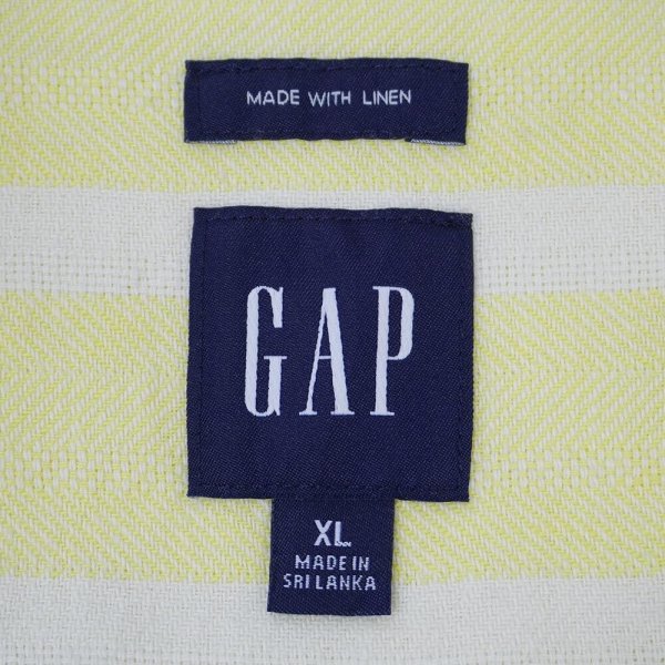 画像2: 00's GAP ストライプ柄 S/S オープンカラーシャツ "COTTON×LINEN" (2)