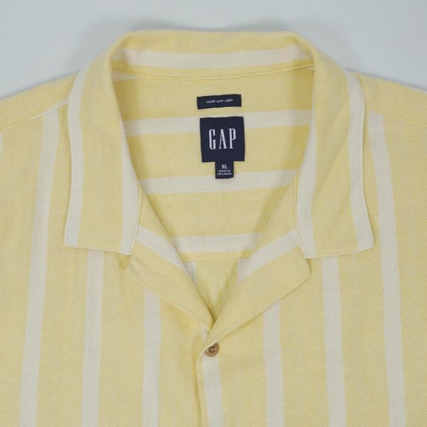 画像3: 00's GAP ストライプ柄 S/S オープンカラーシャツ "COTTON×LINEN" (3)