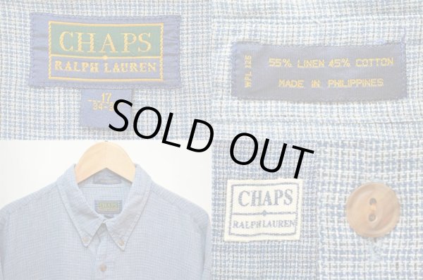 画像3: 90's CHAPS Ralph Lauren コットンリネン ボタンダウンシャツ (3)