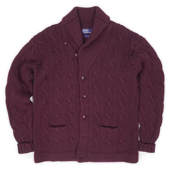 画像1: 90's Polo Ralph Lauren ローゲージ ショールカラーカーディガン (1)