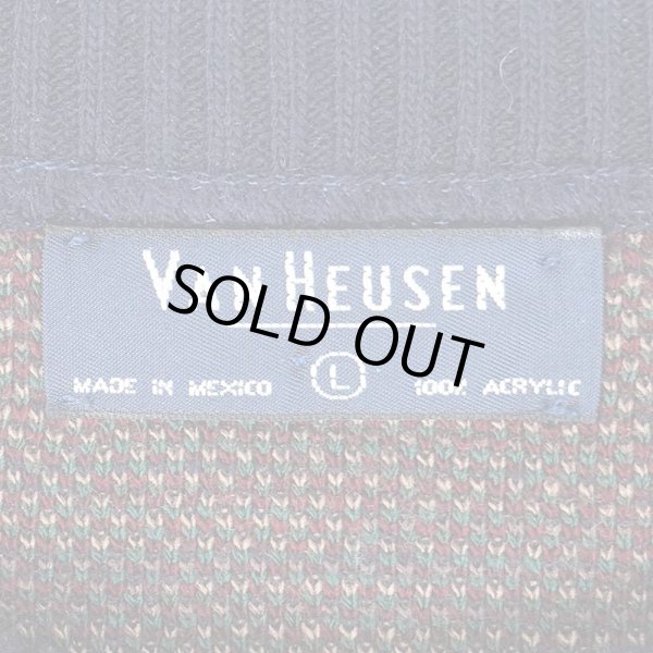 画像2: 90's VAN HEUSEN オンブレチェック柄 アクリルニット (2)