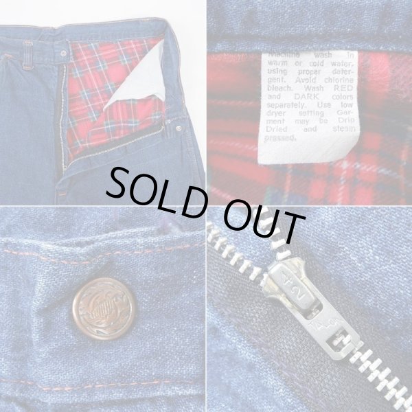 画像3: 60-70's unknown フランネルライナー デニムパンツ "実寸W33 L28" (3)