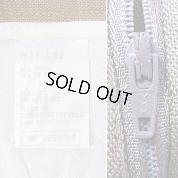 画像4: 90-00's DOCKERS 2タック リネントラウザー "W34 L32" (4)