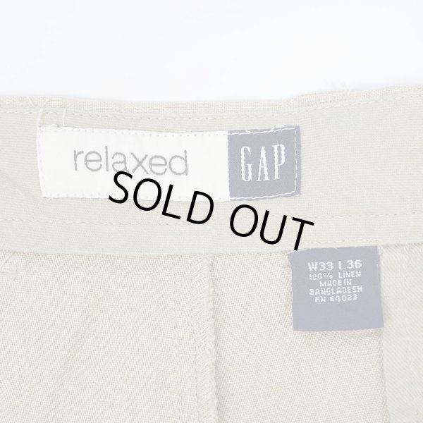 画像3: 00's OLD GAP ノータック リネントラウザー "W34 L30相当" (3)