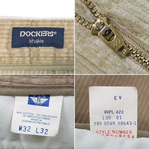 画像4: 90's DOCKERS 2タック 太畝コーデュロイトラウザー "BEIGE / W32 L32" (4)