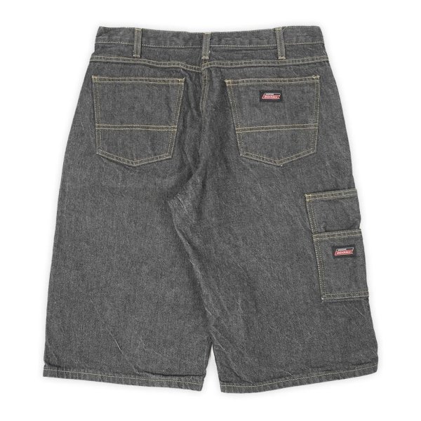 画像2: 00's Dickies 先染めブラックデニム ペインターショーツ "W32" (2)