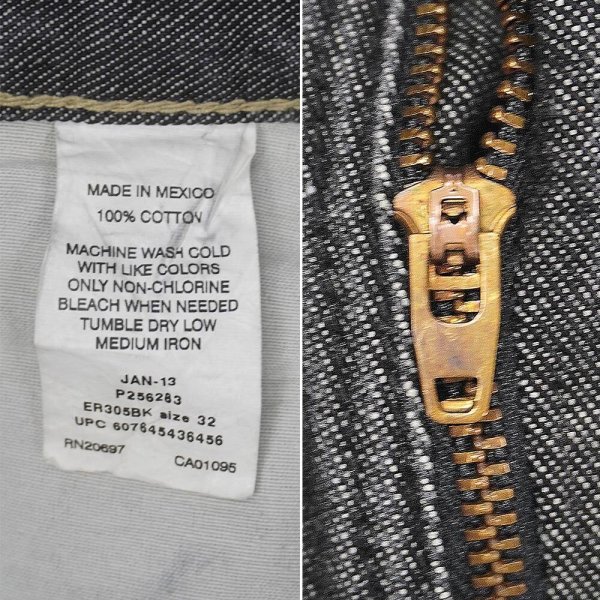 画像4: 00's Dickies 先染めブラックデニム ペインターショーツ "W32" (4)