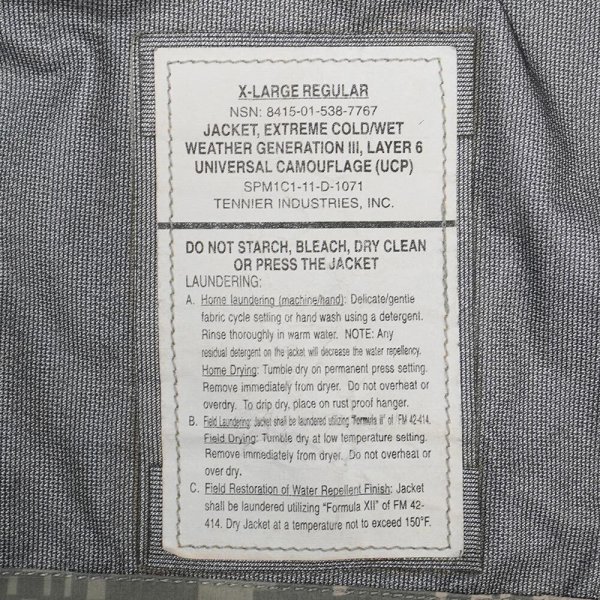 画像2: 00's US.ARMY ECWCS GEN3 Level6 ACU GORE-TEXジャケット "X LARGE-REGULAR" (2)