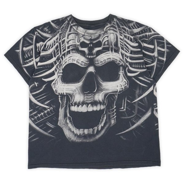 画像2: 00's LIQUID BLUE オールオーバープリントTシャツ "SKULL" (2)