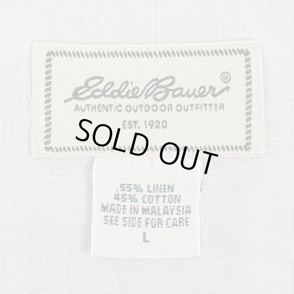 画像2: 00's Eddie Bauer S/S コットンリネン ボタンダウンシャツ (2)