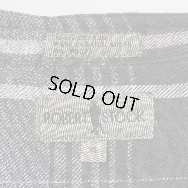 画像2: 90's ROBERT STOCK フランネル バンドカラーシャツ "Black Ombre Plaid" (2)