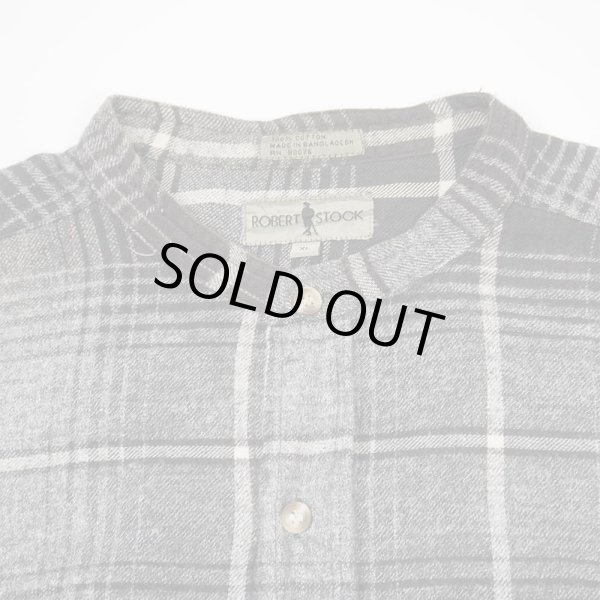 画像3: 90's ROBERT STOCK フランネル バンドカラーシャツ "Black Ombre Plaid" (3)