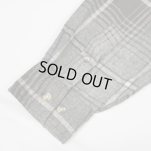 画像4: 90's ROBERT STOCK フランネル バンドカラーシャツ "Black Ombre Plaid" (4)