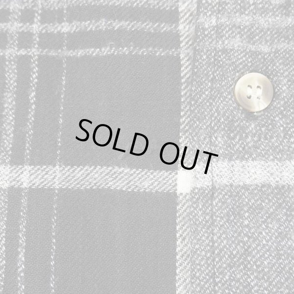 画像5: 90's ROBERT STOCK フランネル バンドカラーシャツ "Black Ombre Plaid" (5)