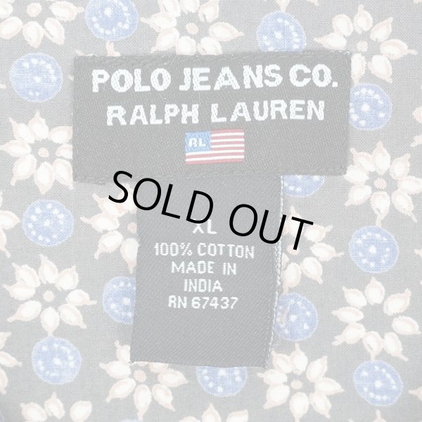 画像2: 90's POLO JEANS 総柄 S/S オープンカラーシャツ (2)