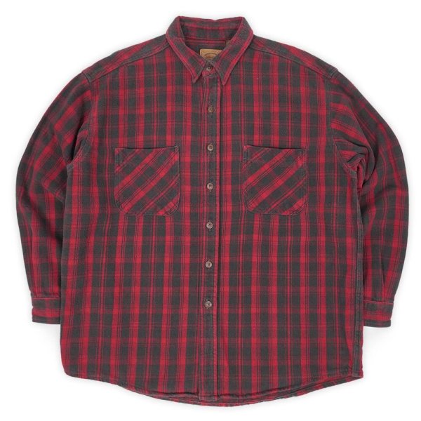 画像1: Late 90's ST JHON'S BAY ヘビーネルシャツ "Black×Red Plaid" (1)