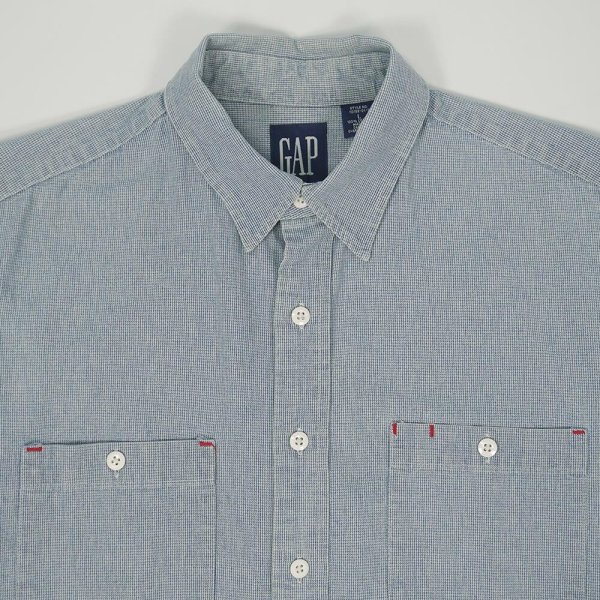 画像3: 90's OLD GAP ピンチェック柄 コットンワークシャツ (3)