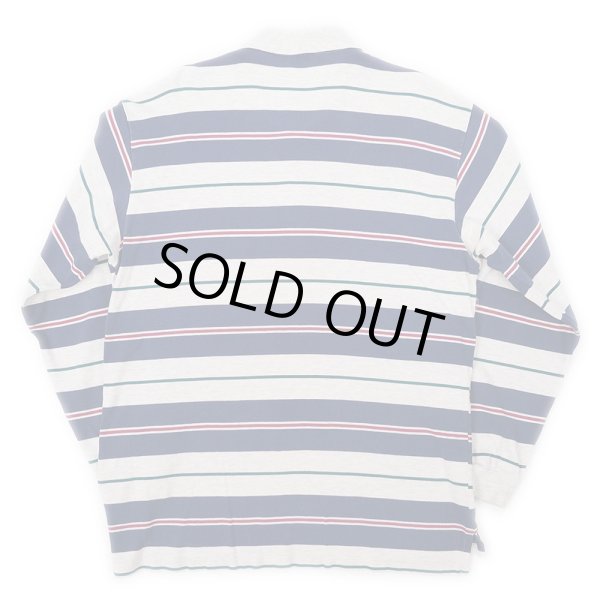 画像2: 90's Eddie Bauer マルチボーダー柄 L/S ポロシャツ "黒タグ" (2)