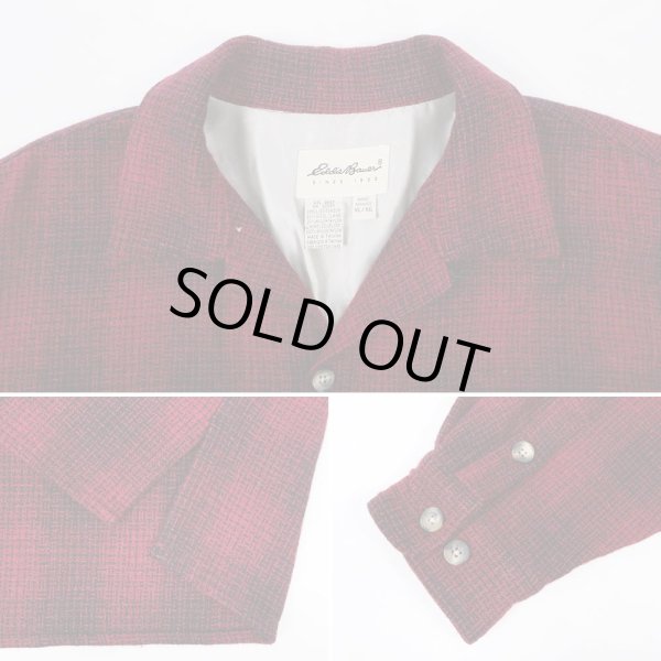 画像4: 90's Eddie Bauer オンブレチェック柄 オープンカラー ウールシャツ "白タグ" (4)