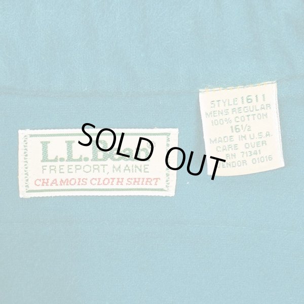 画像2: 80's L.L.Bean シャモアクロス ワークシャツ "MADE IN USA / TEAL" (2)