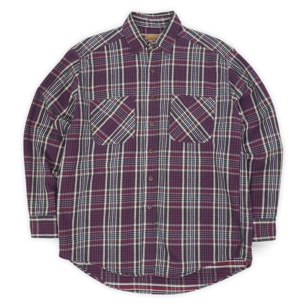画像1: 90's ST JOHN'S BAY ヘビーネルシャツ "Burgundy×Navy Plaid" (1)