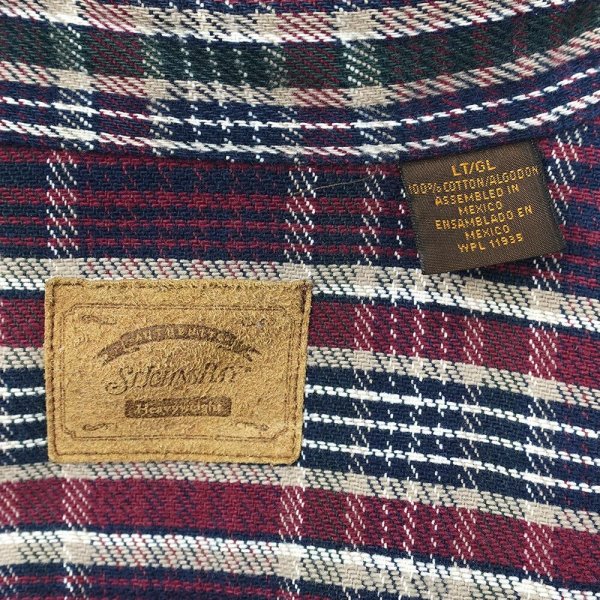 画像2: 90's ST JOHN'S BAY ヘビーネルシャツ "Burgundy×Navy Plaid" (2)
