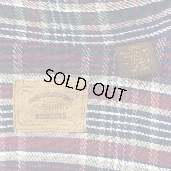 画像2: 90's ST JOHN'S BAY ヘビーネルシャツ "Burgundy×Navy Plaid" (2)