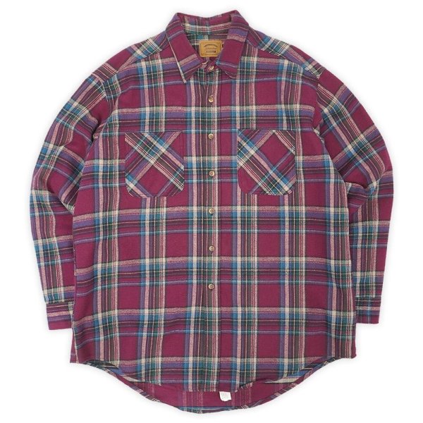 画像1: 90's ST JOHN'S BAY ヘビーネルシャツ "MADE IN USA / Burgundy Plaid" (1)