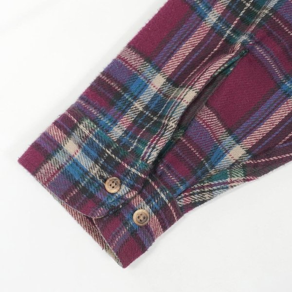 画像4: 90's ST JOHN'S BAY ヘビーネルシャツ "MADE IN USA / Burgundy Plaid" (4)