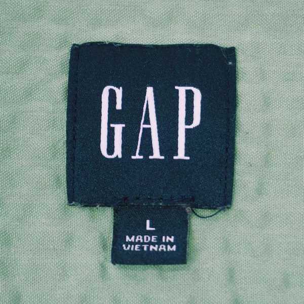 画像2: 00's GAP S/S シアサッカー オープンカラーシャツ (2)