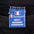 画像2: 90's Champion スクリプトロゴ刺繍 前Vスウェット “BLACK / MADE IN USA” (2)