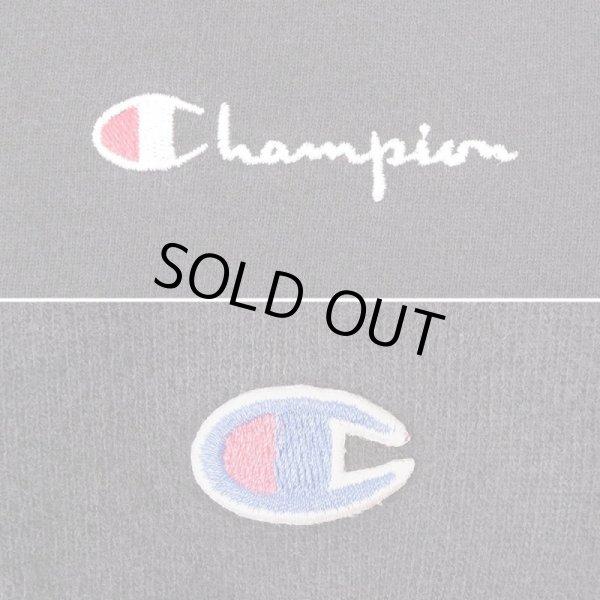 画像3: 90's Champion スクリプトロゴ刺繍 前Vスウェット “BLACK / MADE IN USA” (3)