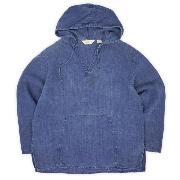 画像1: 00's Eddie Bauer インディゴリネンパーカー (1)