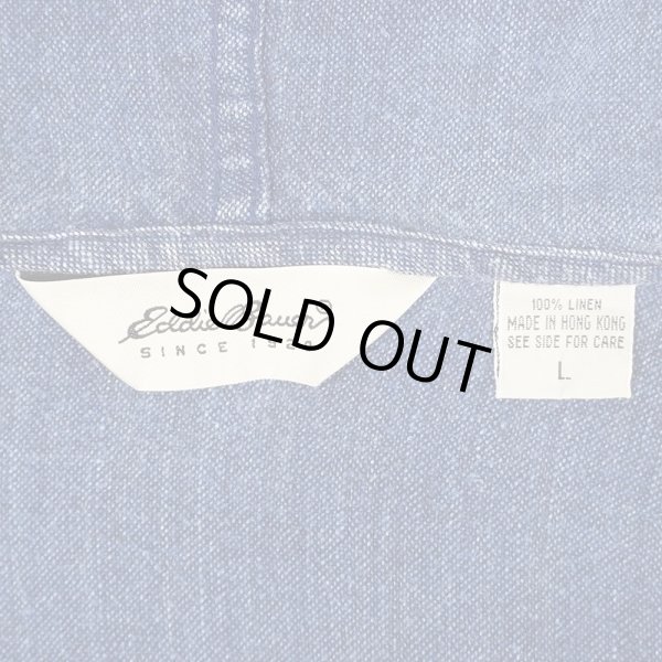 画像2: 00's Eddie Bauer インディゴリネンパーカー (2)