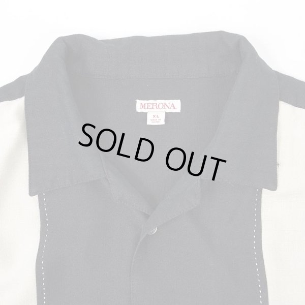 画像3: 00's MERONA S/S レーヨン オープンカラーシャツ "BLACK" (3)