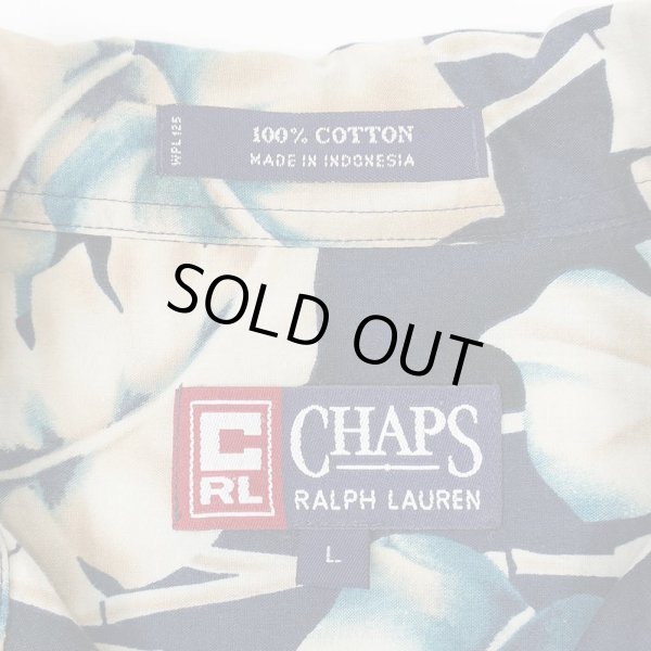 画像2: 90's CHAPS RALPH LAUREN S/S 総柄 オープンカラーシャツ “NAVY Base” (2)