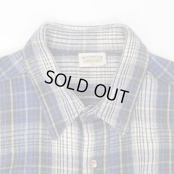 画像3: Late 90's FIVE BROTHER ヘビーネルシャツ "Blue Ombre Plaid" (3)