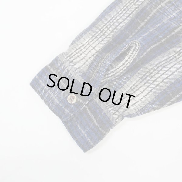 画像4: Late 90's FIVE BROTHER ヘビーネルシャツ "Blue Ombre Plaid" (4)