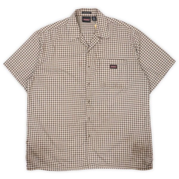 画像1: Late 90's Dickies S/S オープンカラーシャツ "BROWN Plaid" (1)
