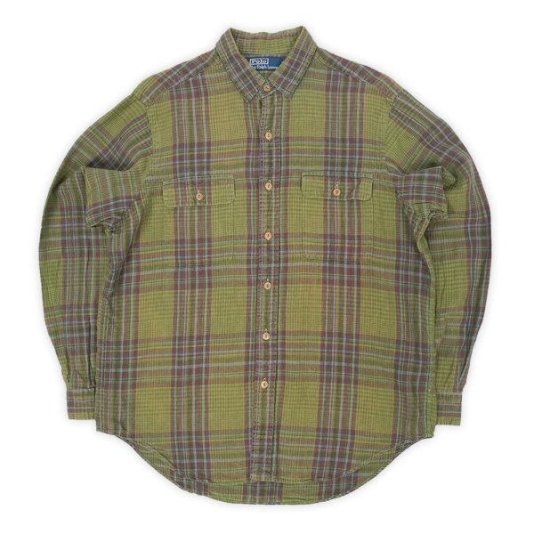 画像1: 90's Polo Ralph Lauren リネンワークシャツ (1)