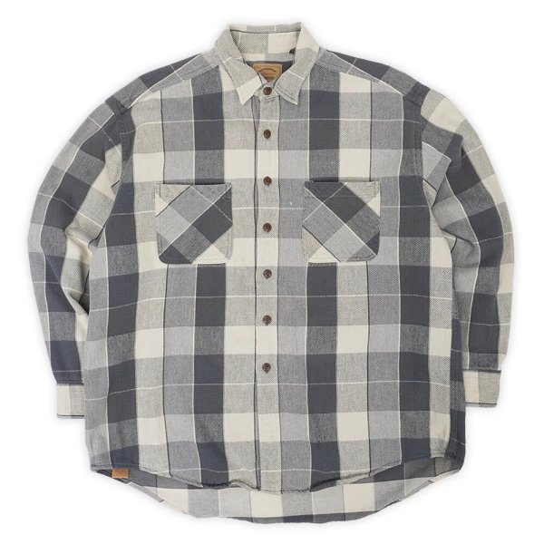 画像1: Late 90's ST JOHN'S BAY ヘビーネルシャツ "Gray Plaid" (1)