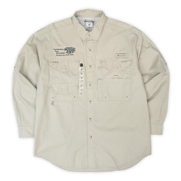 画像1: 00's Columbia PFG コットンフィッシングシャツ "DEADSTOCK / BEIGE" (1)