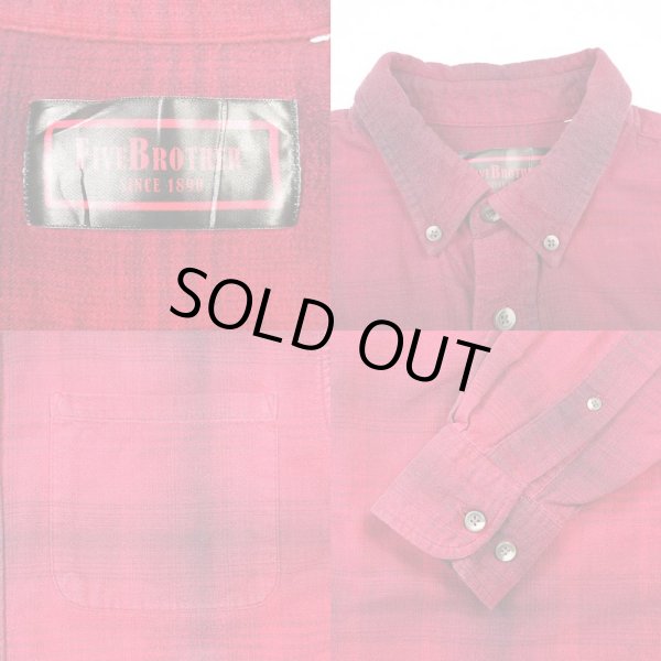 画像3: 90's FIVE BROTHER フランネル ボタンダウンシャツ "オンブレチェック" (3)