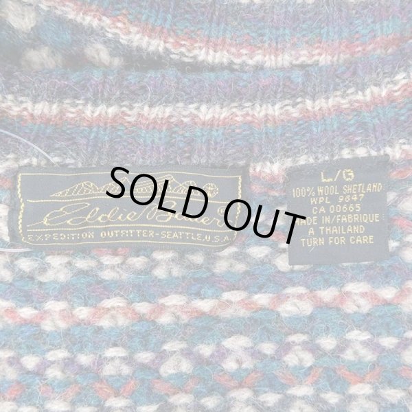 画像2: 80's Eddie Bauer シェットランド ウールニット "黒タグ" (2)