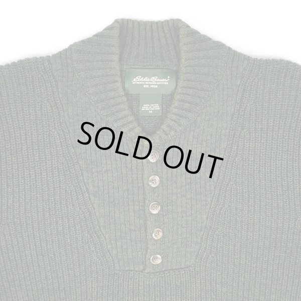 画像3: 00's Eddie Bauer コットン ジープニット "Olive" (3)