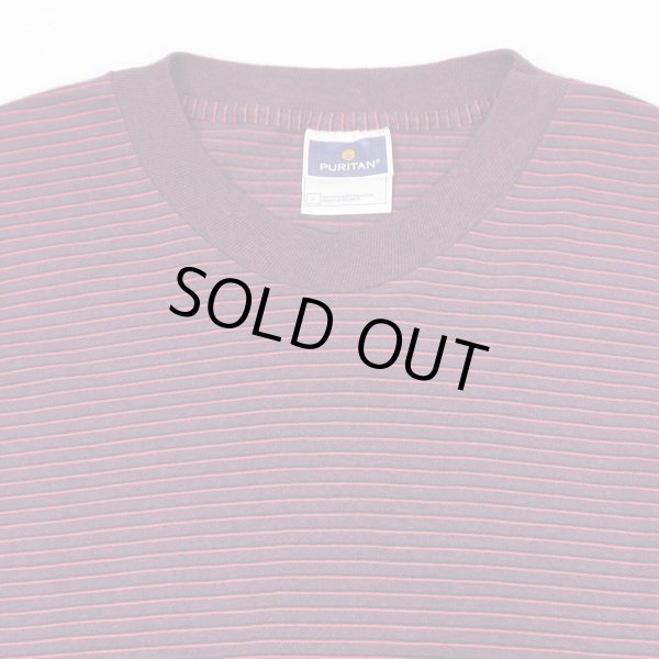 画像3: 00's Puritan マルチボーダーTシャツ "Burgundy Base" (3)