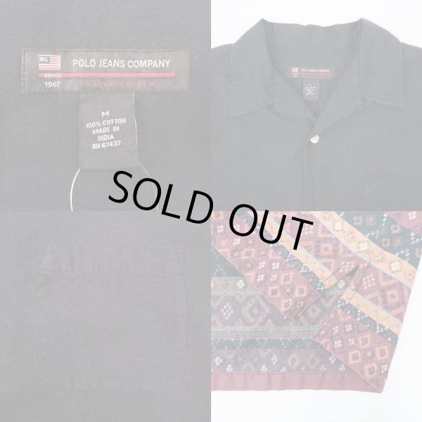 画像3: 90's POLO JEANS S/S オープンカラーシャツ "BLACK BASE" (3)